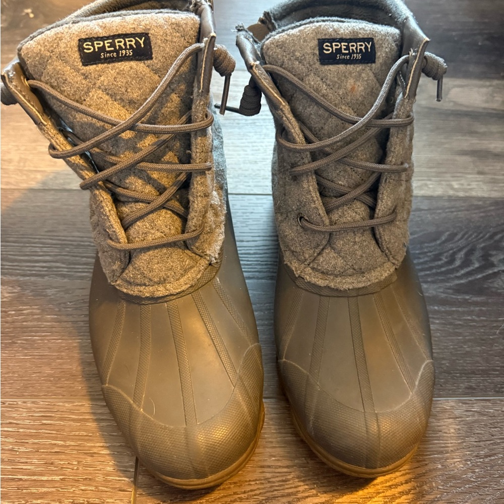 Sperry Charcoal and Taupe Duck Boots